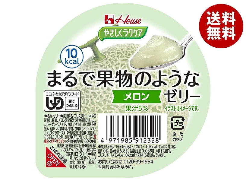 ハウス食品 やさしくラクケア まるで果物のようなゼリー メロン 60g×48個入×(2ケース)