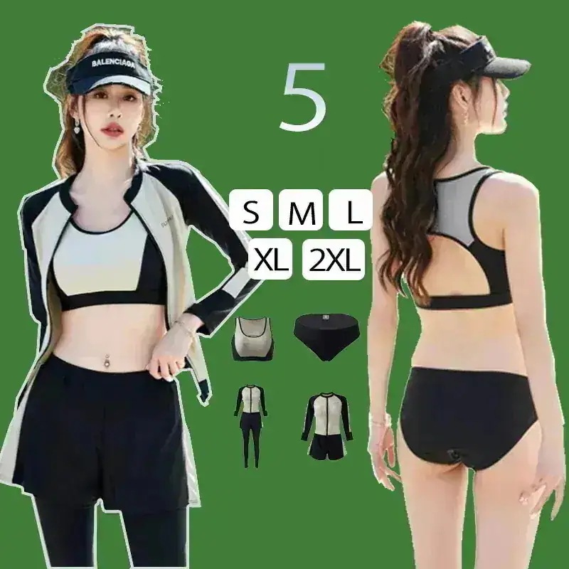 レギンス 沸騰 水着 レディース 長袖ラッシュガード 体型カバー 5点上下セット タンキニ UPF50+ UVカット