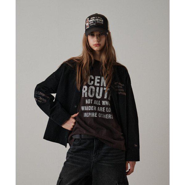 【新商品入荷】JR2TSU205 ダークグレー 男女共用 ボールド レタリング 半袖Tシャツ_SC