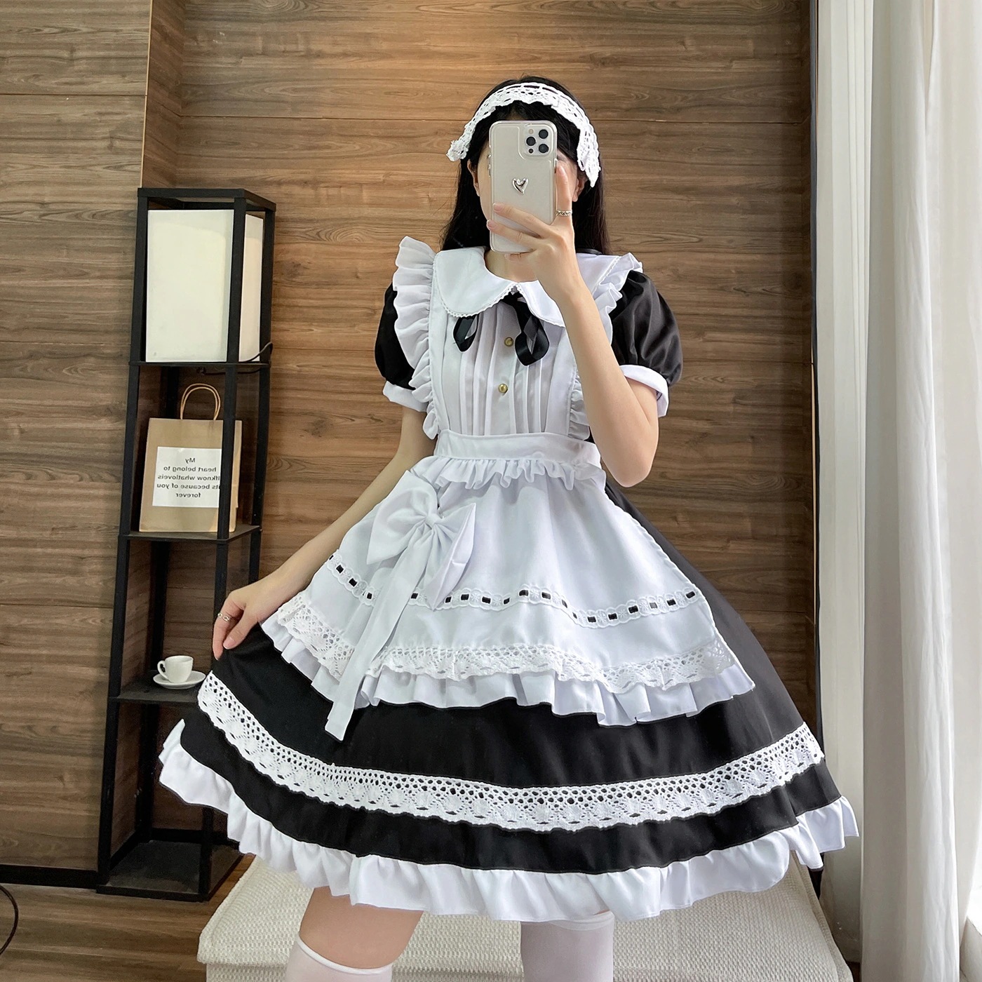 【急速発送】伝統的な女中 ロングスカート 長袖 メイド服 英国の執事 ワンピースアイドル衣装 ロリータ 4,858円