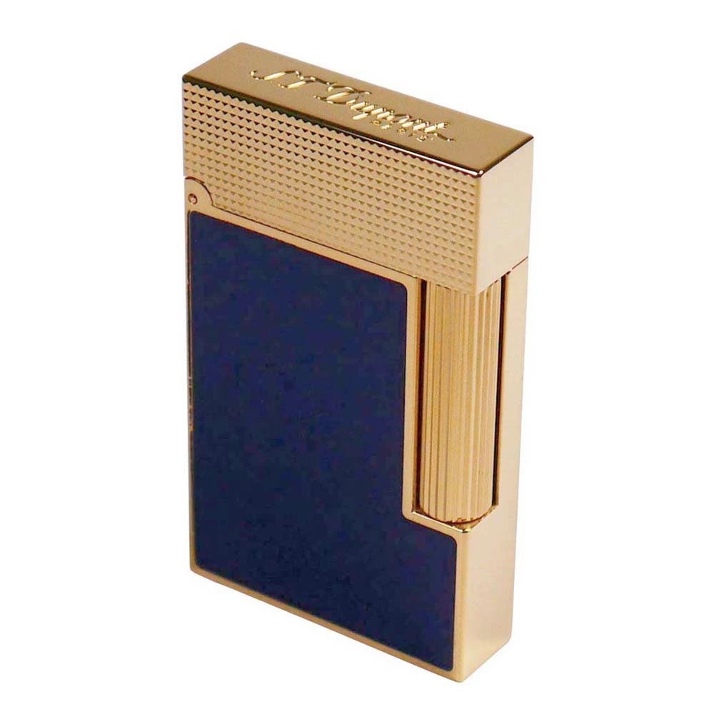 S.T.Dupont C16457 LIGNE2 SERIES エス・テー・デュポン ガスライター ライン2 クリング マイクロダイヤモンドヘッド ブルーラッカー×イエローゴールド/取寄品