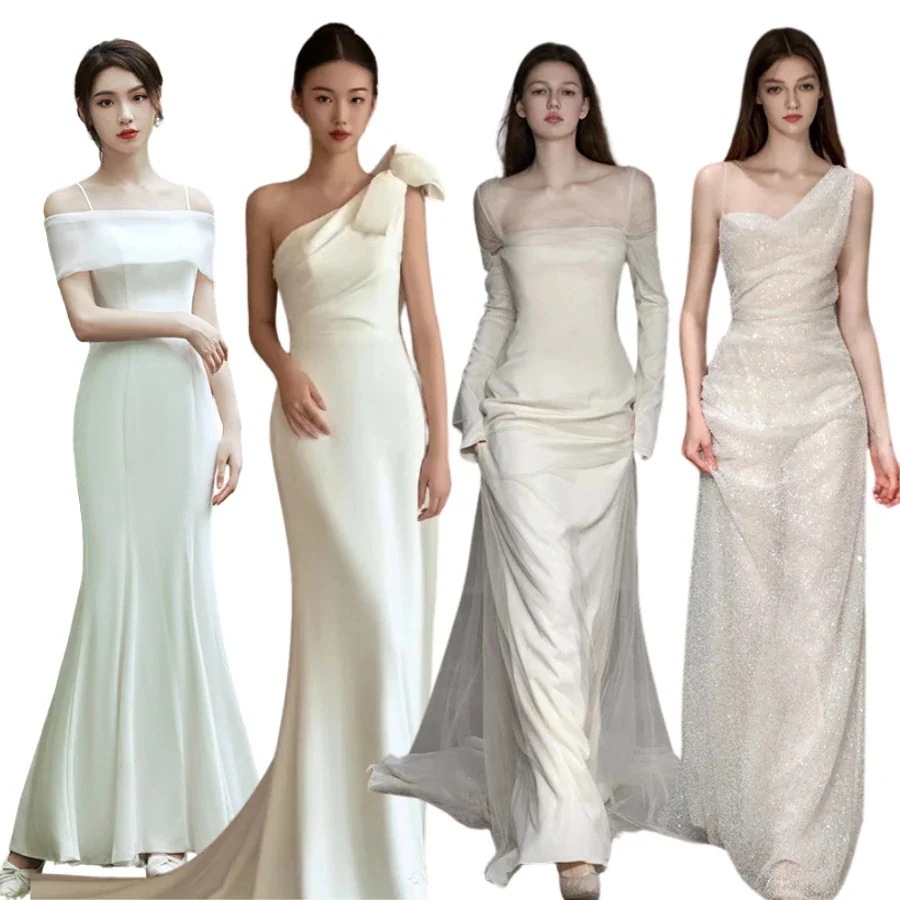 【限时折扣】7月追加 ウェディングドレス白 パーティードレス 前撮り 結婚式二次会 サイズオーダーメイド可能 長袖ドレス ワンピース Aライン マーメイド 花嫁ロングドレスお呼ばれ 韓国