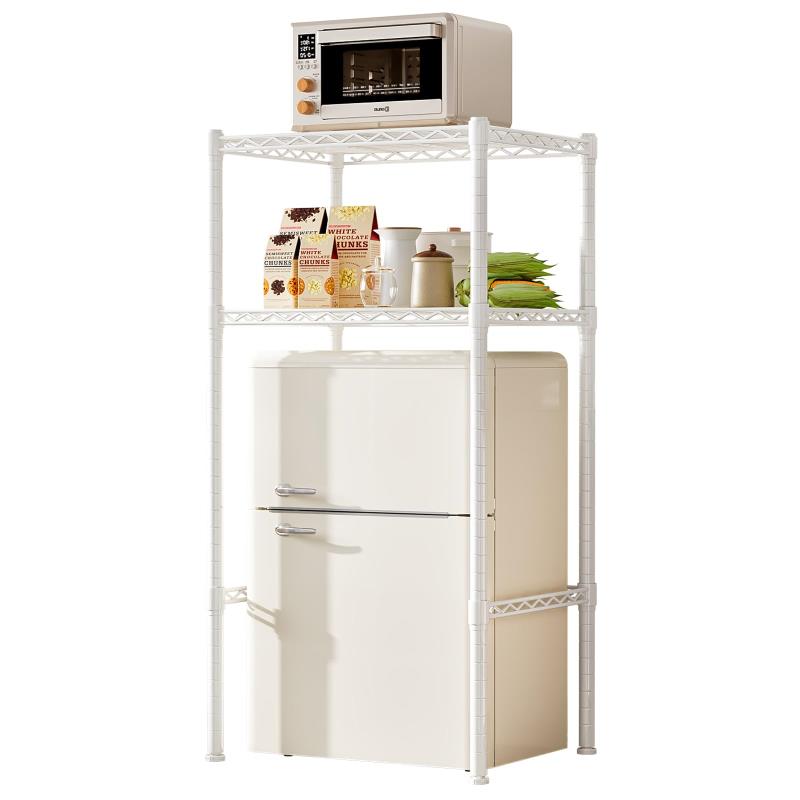 ゴミ箱上ラック スチール キッチン収納 幅60cm 2段可動棚 収納棚 冷蔵庫上ラック ランドリーラック 炊飯器ラック レンジ台 棚 (ホワイト) ブランド: Fainyearn