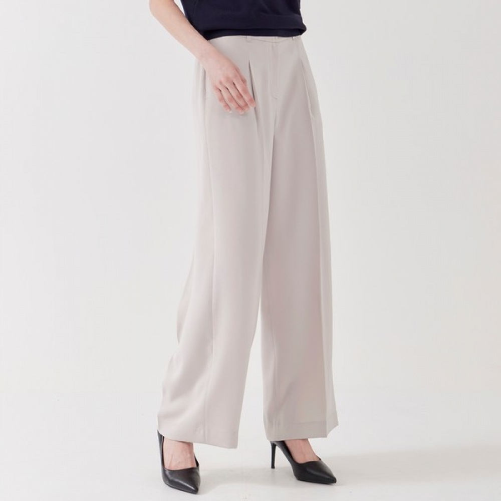 [Jisen] フィットシェンピンタックワイドバンディングスラックス LOFPP301_LB