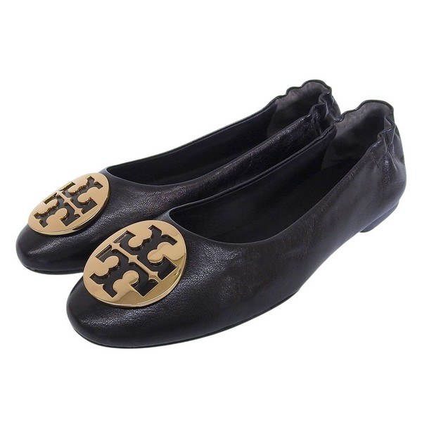 トリーバーチ 靴 レディース パンプス アウトレット 23.5cm レザー ブラック CLAIRE BALLET 147379-001235 TORY BURCH