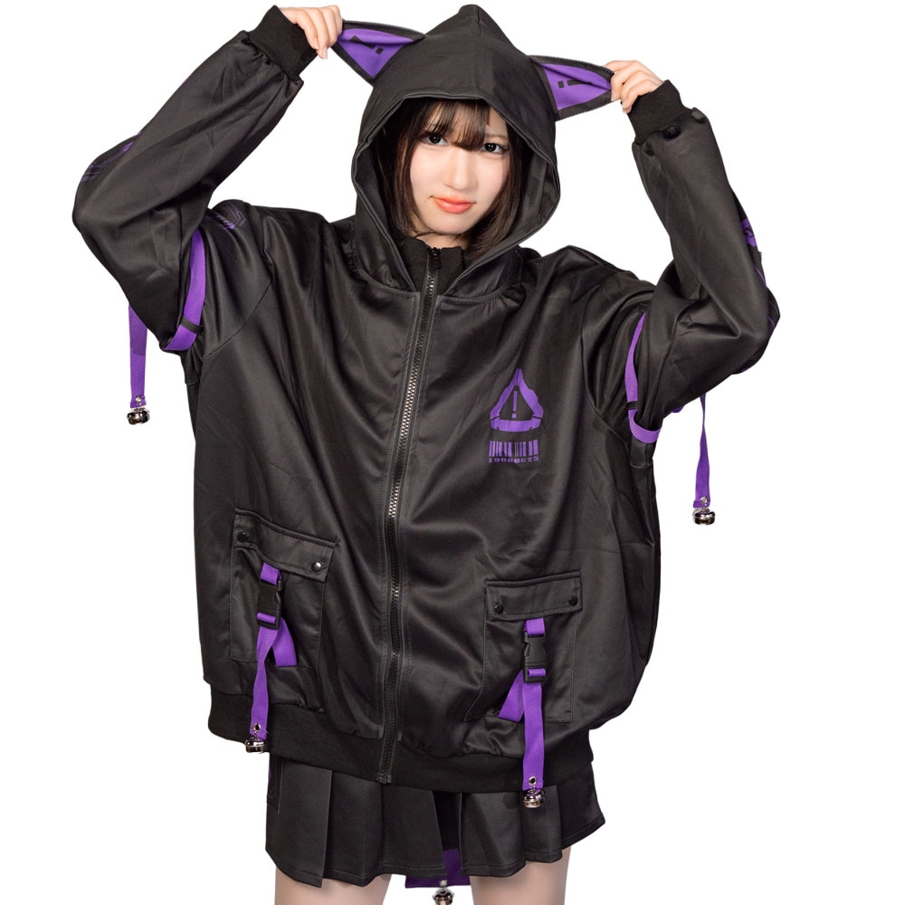 ERROR CODE ジャケット PURPLE ブルゾン 長袖 原宿系 原宿 ライン ファッション パンク ロック サイバー ブラック jr-481-122