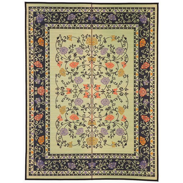 国産い草 ラグマット/絨毯 約191191cm ナチュラルブラック 日本製 縁：綿100％ 裏貼り仕様 防滑加工 イデア