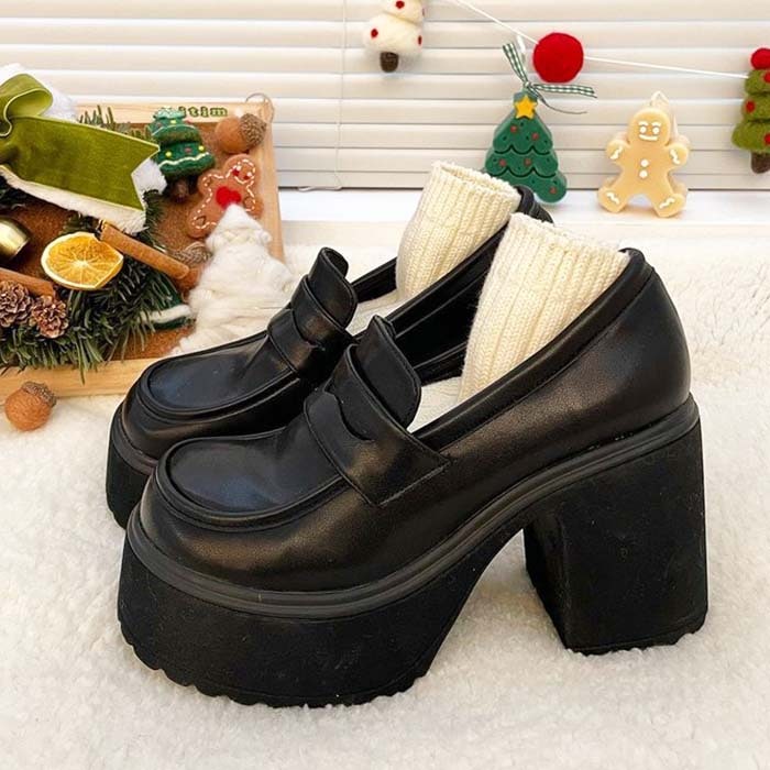 進化の結晶パンプス 厚底 ローファー ショートブーツ 厚底パンプス 厚底ブーツ 厚底ローファー ブーティー ブーティ 黒 ブラック 22cm 22.5cm 23cm 23.5cm 24cm 24.5c