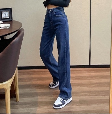 パンツ ストレートパンツ デニムパンツ ロング丈 ストレート ハイウエスト デニム ブルーデニム