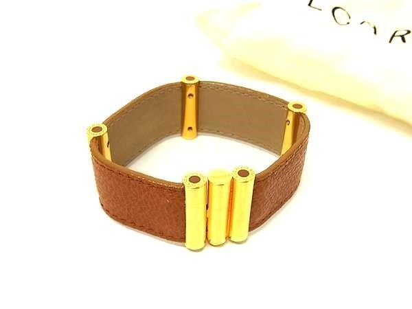 ブレスレット ブルガリブルガリ レザー - ゴールド金具 ブラウン ゴールド系 バングル アクセサリー 小物 誕生日プレゼント 記念日 ブランド ギフト 女性 彼女【本物保証】