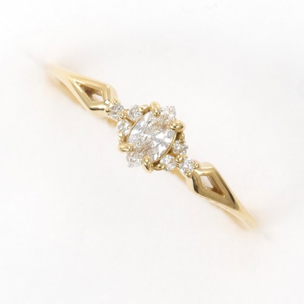 K18 18金 YG イエローゴールド リング 指輪 7号 ダイヤ 0.14 ジュエリー 中古