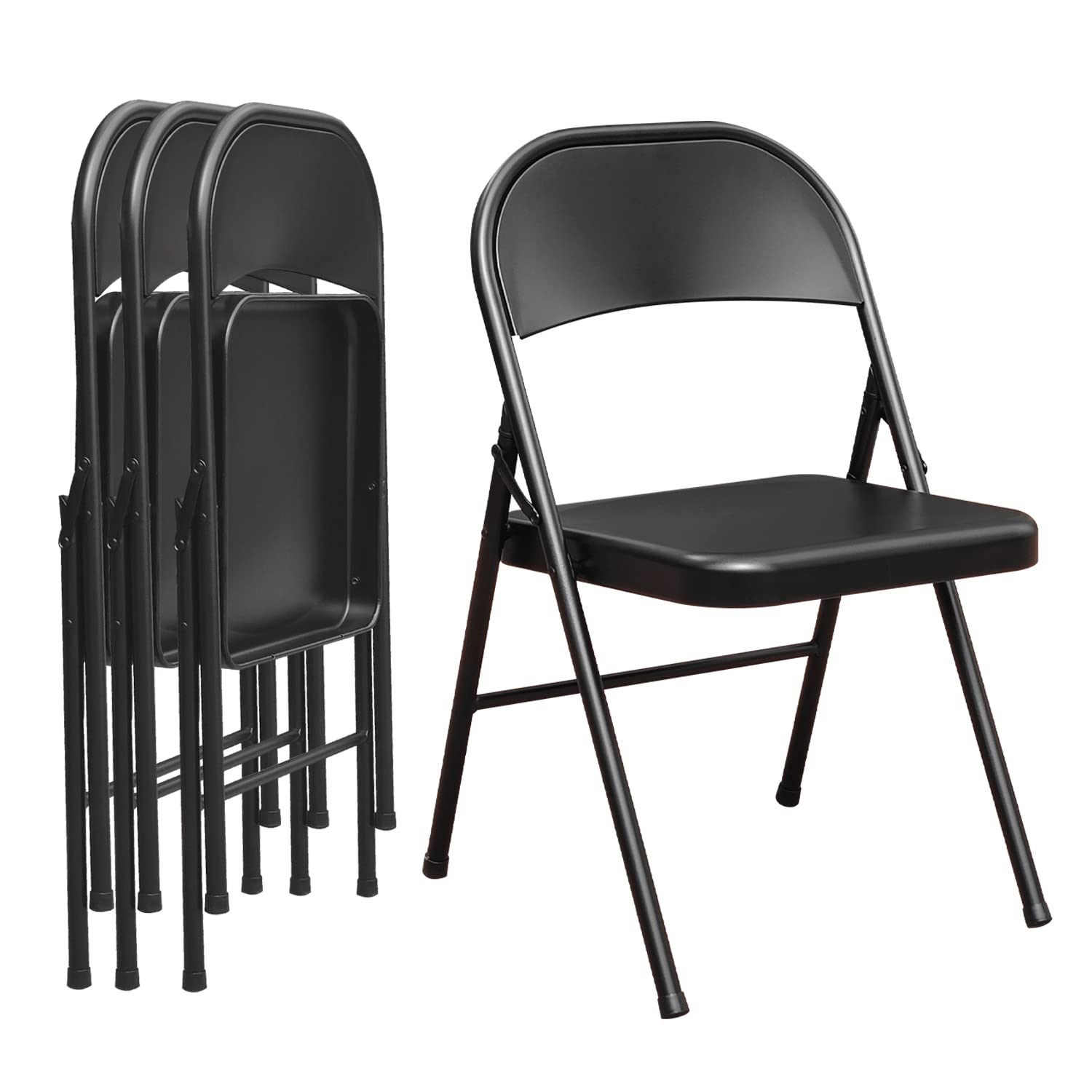 KAIHAOWIN パイプ椅子 4脚セット 折りたたみ椅子 会議椅子 ミーティングチェア 折りたたみチェア 折り畳み いす ダイニングチェア 背もたれあり スチール製 イス シンプル 省スペース イベ 11,038円