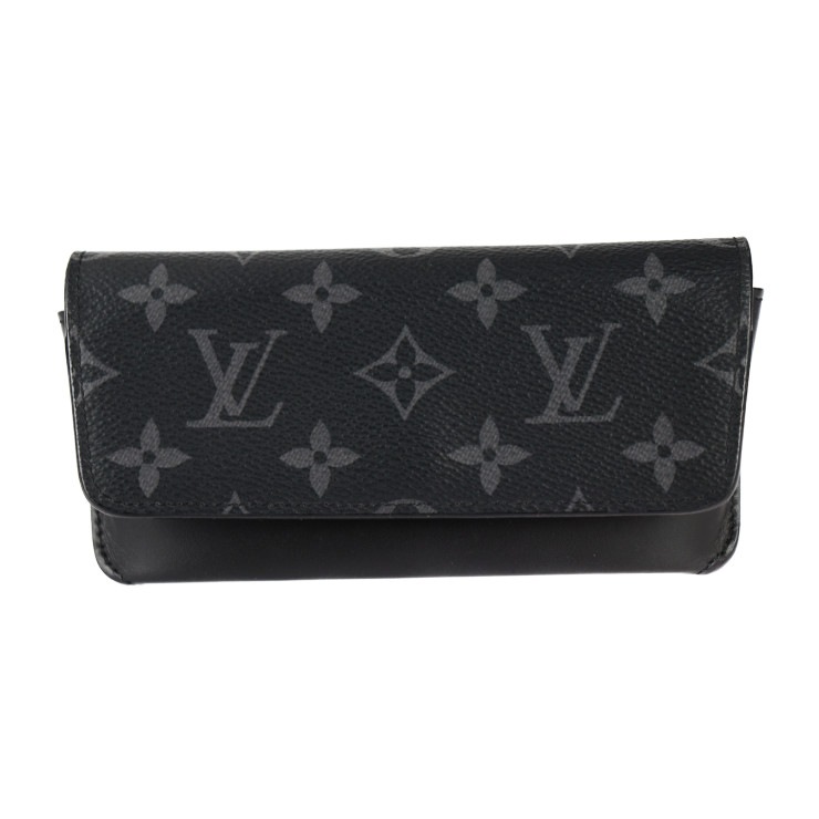 美品 LOUIS VUITTON ルイ ヴィトン その他小物 GI0296 エテュイ リュネット ウディ モノグラムエクリプス PVC レザー ブラック グレー シルバー金具 メガネケース 眼鏡入れ