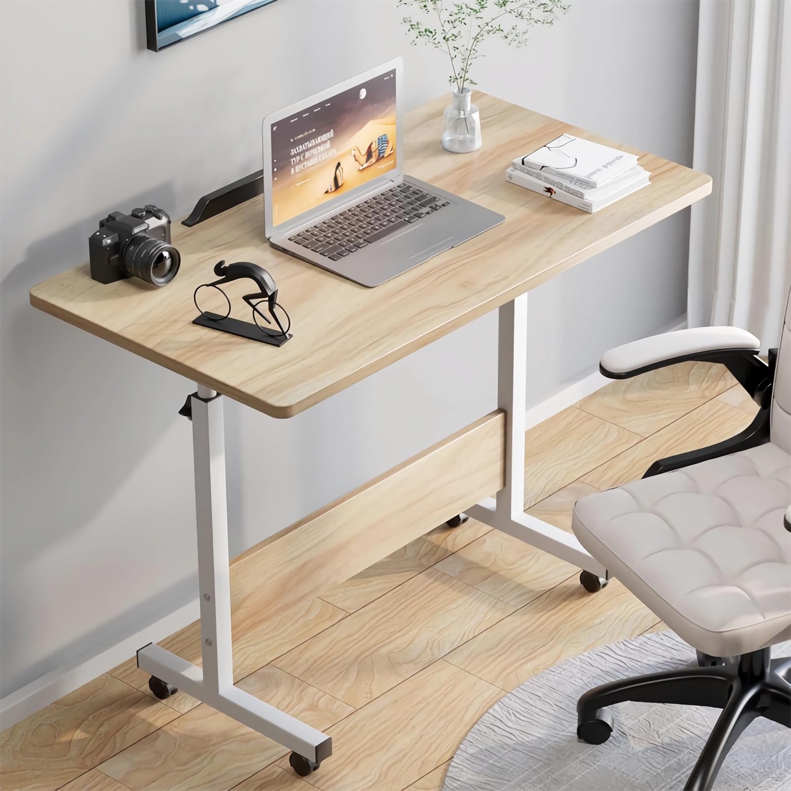 昇降デスク 折りたたみテーブル パソコンデスク 北欧 机 高さ調整 テーブル 幅60cm×奥行40cm PCデスク サイドテーブル キャスター付き 省スペース おしゃれ シンプル 21226