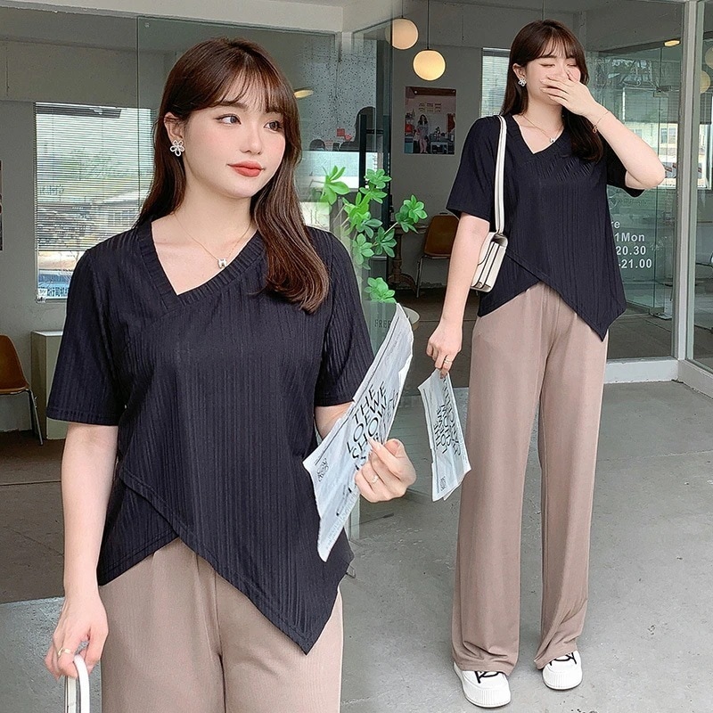 上品 5L 4L 韓国ファッション 大きいサイズ レディース 5l ズボン 秋冬 春夏 ゆったり ワイドパンツズボンの欧米風の大きいサイズの婦人服は肉を遮ってやせています