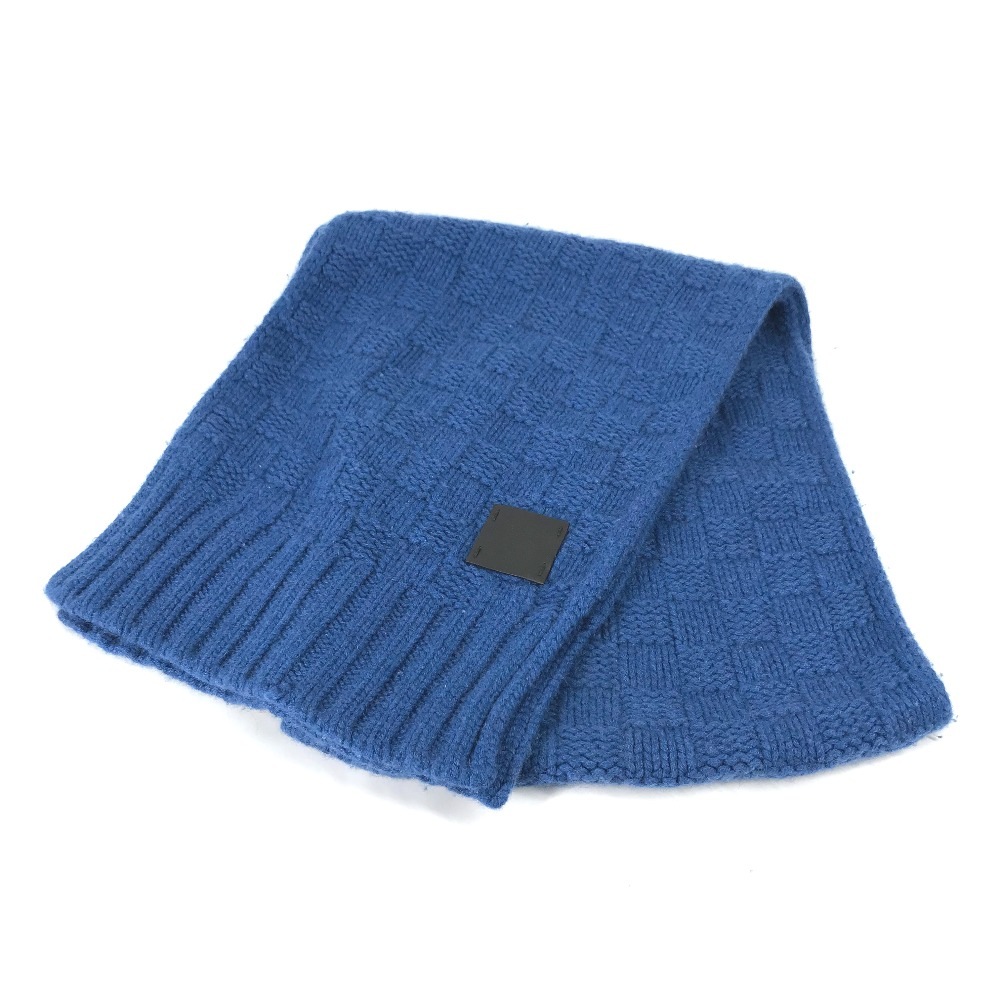 マフラー M75339 エシャルプヘルシンキ レザータグ 革タグ カシミヤ ブルー