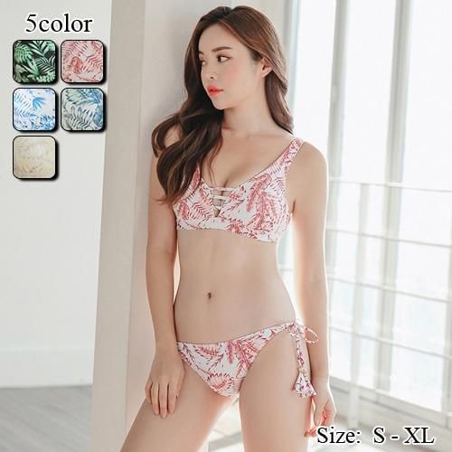 【グラシア】 水着 ビキニ レディース ビーチウェア スイムウェア 流行 海 プール ゴールドビーズ タッセル リボン レースアップ ノンワイヤー タッセル フィット感 レース ブラック ピンク ブル