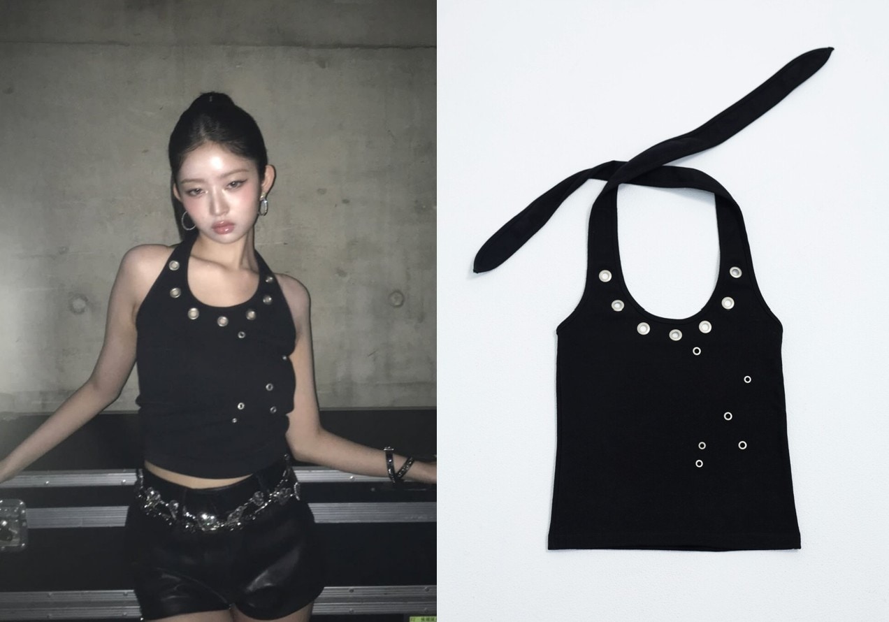 [ALDIYOUU][IVE REI] Eyelet halterneck sleeveless_BLACK