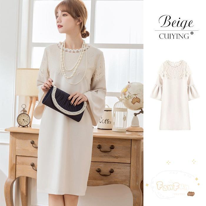 ワンピース 大きいサイズ パーティー ドレス 膝丈 卒業 袖あり お呼ばれ 披露宴 二次会 スーツ 母 ママ 入学 入園 結婚式 謝恩会