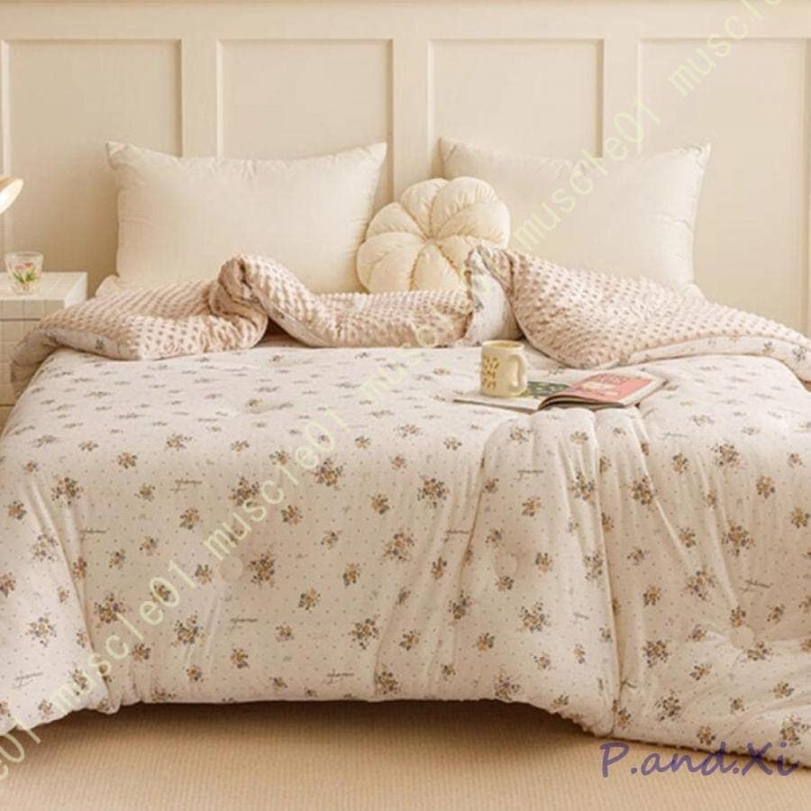 掛け毛布 ボア付き 厚手 あったか キルトケット 接触温感 静電気防止 マイクロファイバー 抗菌 防臭 布団 洗える アイボリー 温度をキープ 肌かけ布団