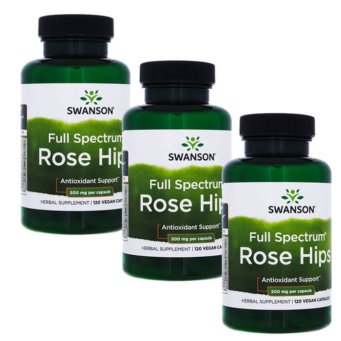スワンソン　ローズヒップ 500mg 120カプセル 3本海外直送日時指定不可 ヤマト国際便発送