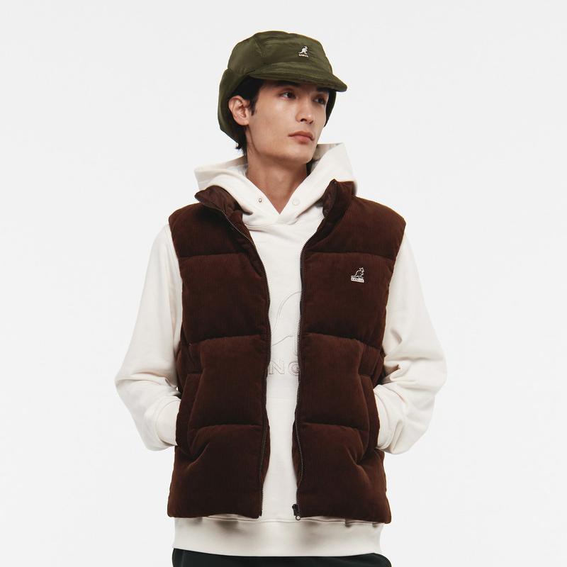 コーデュロイダウンパフベスト 6143 ブラウン