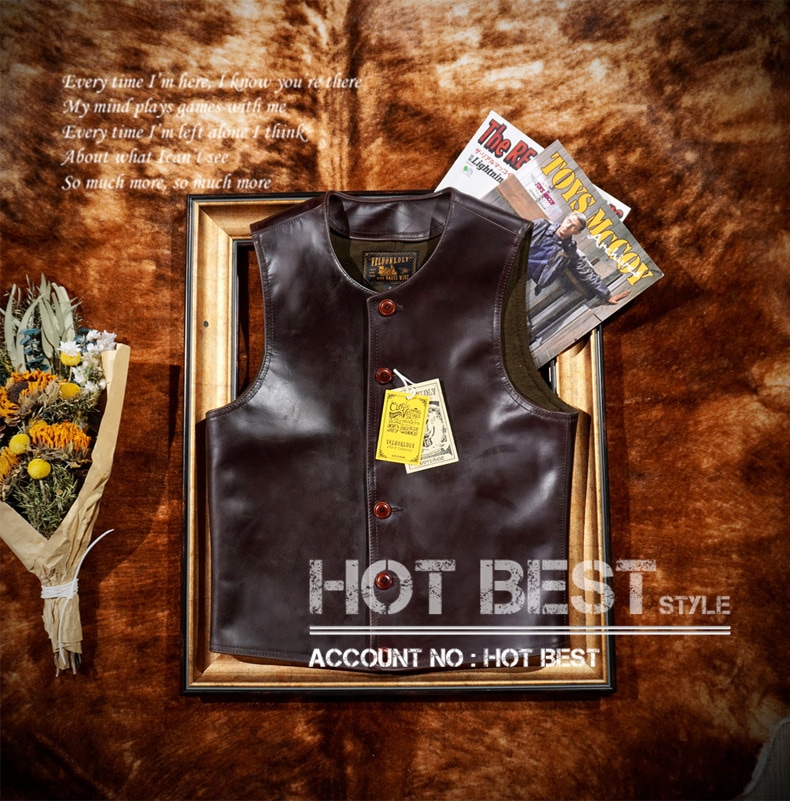 ホースハイド 本革 メンズ レザーベスト 本革ベスト 皮ベスト ジレ レザージャケット 馬革 ブラウン系