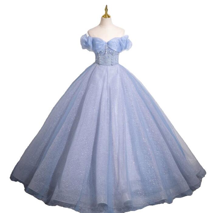 爆裂超特価 レディースドレス イブニングドレス ウェディングドレス 結婚式 撮影 前撮り 披露宴 誕生日 パーティー 舞台演出 オフショルダー 着痩せ ２色 編み上げ プリンセス風 姫系 ロングドレス 4,973円