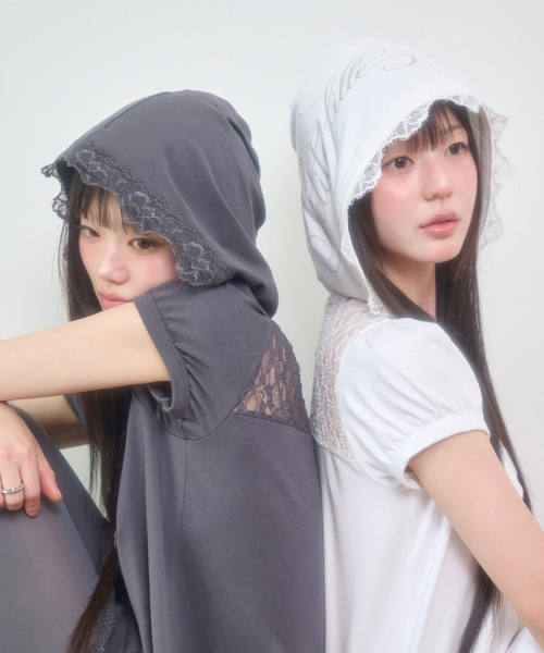 【ILLIGO】 LACE HOODIE DRESS WHITE 正規品