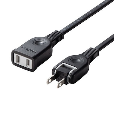 他サイト： サンワサプライ TAP-EX2102BK 電源延長コード（2P・ブラック・2m） TAPEX2102BKの商品画像