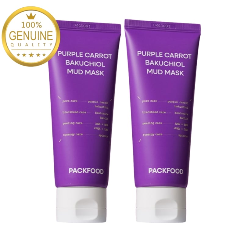 パックフード パープルキャロット バクチオール マッドパック100ml 2ea (毛穴収縮と黒ずみ除去)