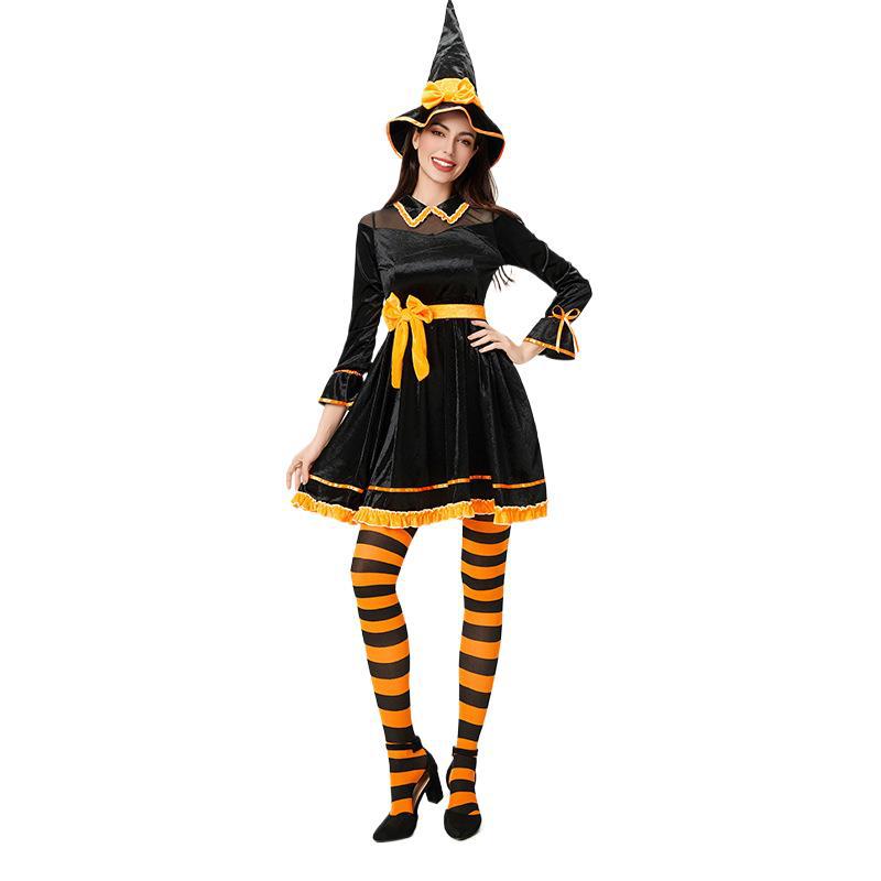 ハロウィンコスチューム大人用カボチャスカート魔女コスチュームカーニバル仮装コスパフォーマンスコスチューム魔女ドレス