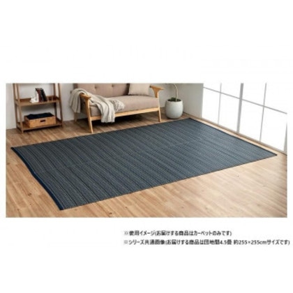 日本製 洗えるい草調カーペット ネイビー 団地間4.5畳 約255×255cm 1090031190402