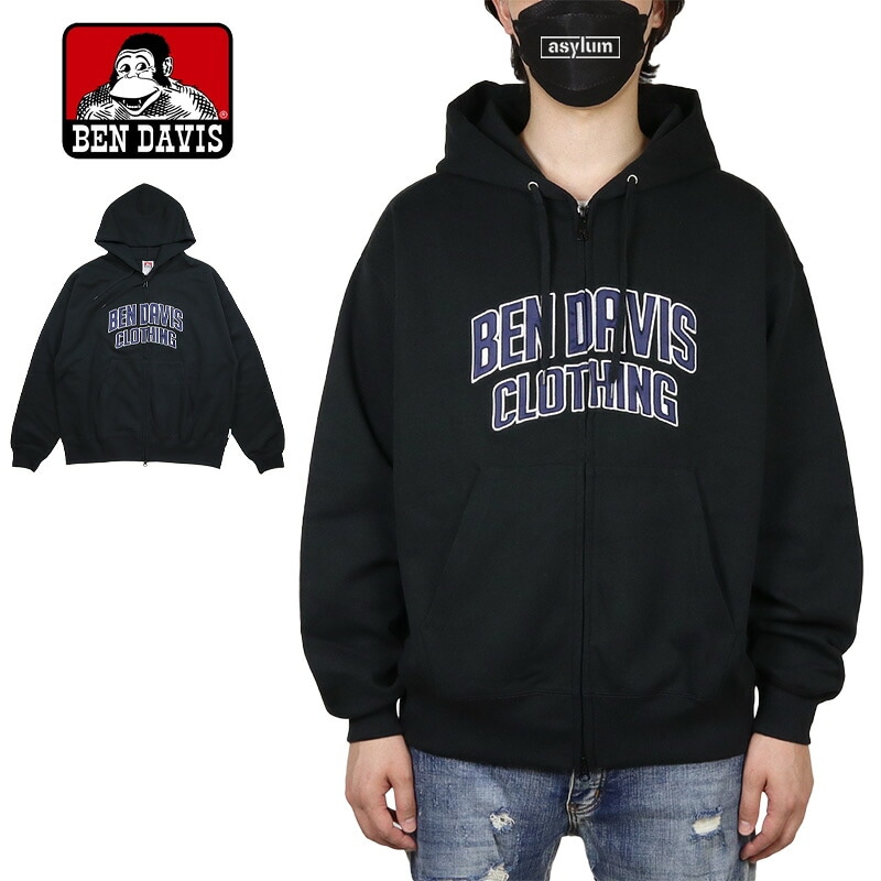 ベンデイビス パーカー BEN DAVIS ジップアップ メンズ レディース ブランド 大きいサイズ おすすめ 人気 黒