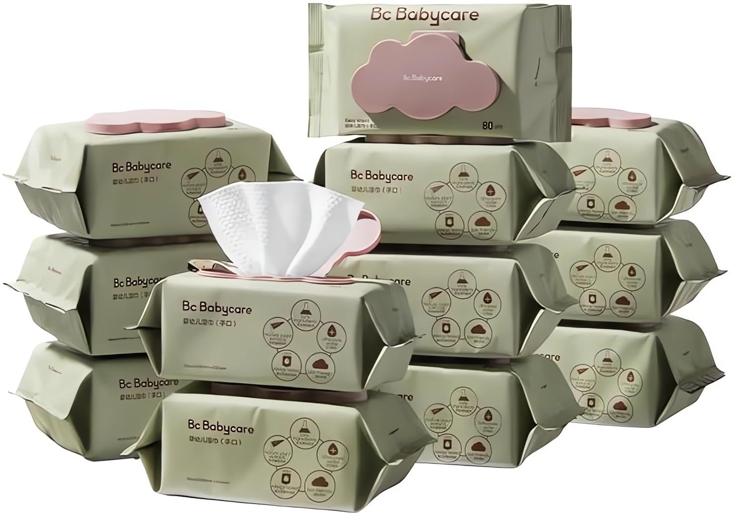 「bc babycare」 おしりふき 80枚入り 12パック お尻拭き 赤ちゃん 厚手 破れにくい ウェットワイプ 手口ふき 蓋付 無添加 ウェットティッシュ 極厚 出産祝い 赤ちゃん用