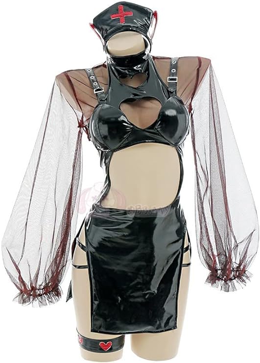 [Sky]誘惑の看護婦 ナース PU革 透け透け 戦闘ナース 情趣 超セクシー 绅士 コスプレ衣装 髪飾り付き 8,510円