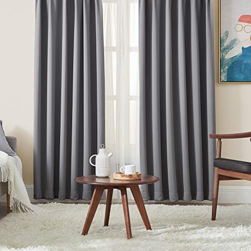 Hansleep カーテン 1級遮光 4枚組 グレー 幅100cm丈178cm UVカット 断熱 防寒 防音 省エネ 厚手 無地 おしゃれ カーテンセット 洗える 寝室 リビング用 (ドレープカーテン