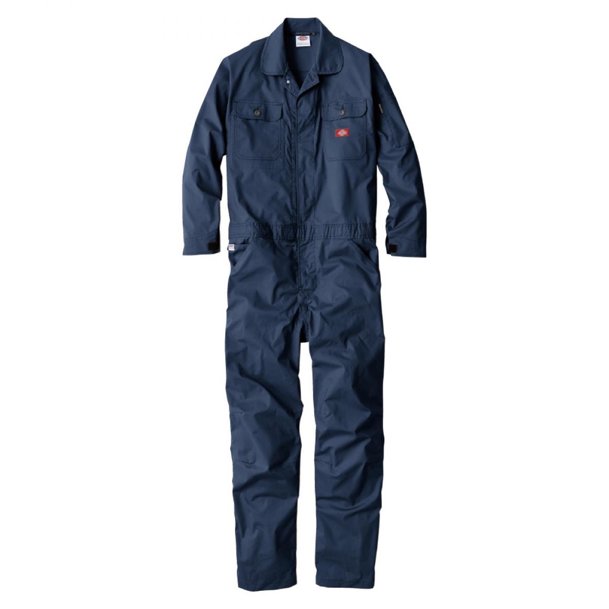 Dickies ストレッチCVC 長袖ツナギ D-746 ネイビー 3L　ライトウェイト つなぎ 作業服 作業着 コットンベース 伸び ディッキーズ おしゃれ