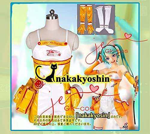原作忠実！手袋靴下付き ボーカロイド ミク レーシングミク 2010 赤バージョンコスプレ衣装
