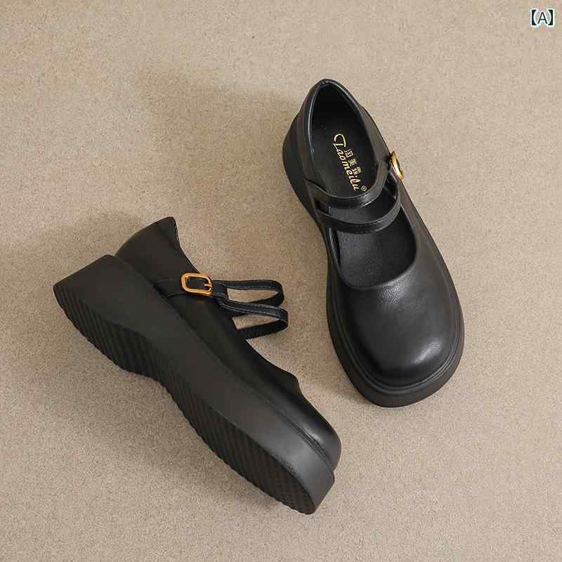 レディース シューズ フランス メリージェーン 小さい 革靴 厚底 jk 靴 英国 ローファー 小さい サイズ 婦人靴 33 34 春秋