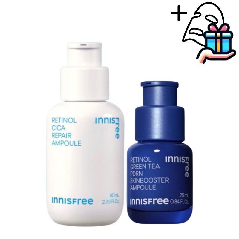 【レチノールセット】 レチノール シカ 跡 アンプル 美容液 80ml + レチノール グリーンティー PDRN 美容液 25ml /トーンアップ/シミ取り/しわ/毛穴/ハリ/セラム/スキンケア