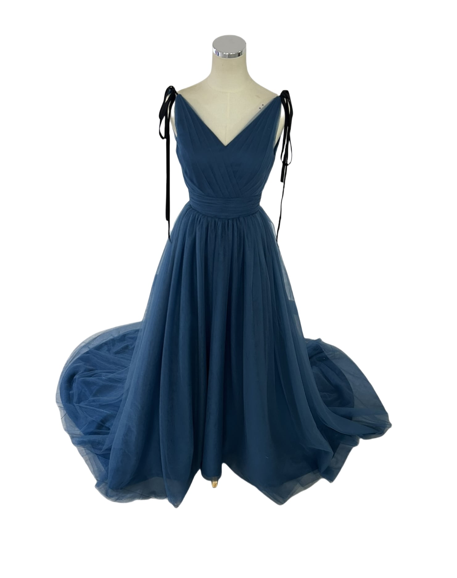 キャミソール ネイビー パーティードレス Vネック ソフトチュール 編み上げ 2次会/合コン 25,913円