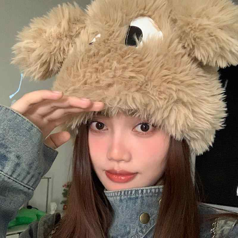 ニット帽 レディース 暖かい かわいい 子犬 秋冬 大きいサイズ ウール 耳 保護 韓国 防寒 黒 白 青 シンプル カジュアル 普段使い おでかけ プレゼント