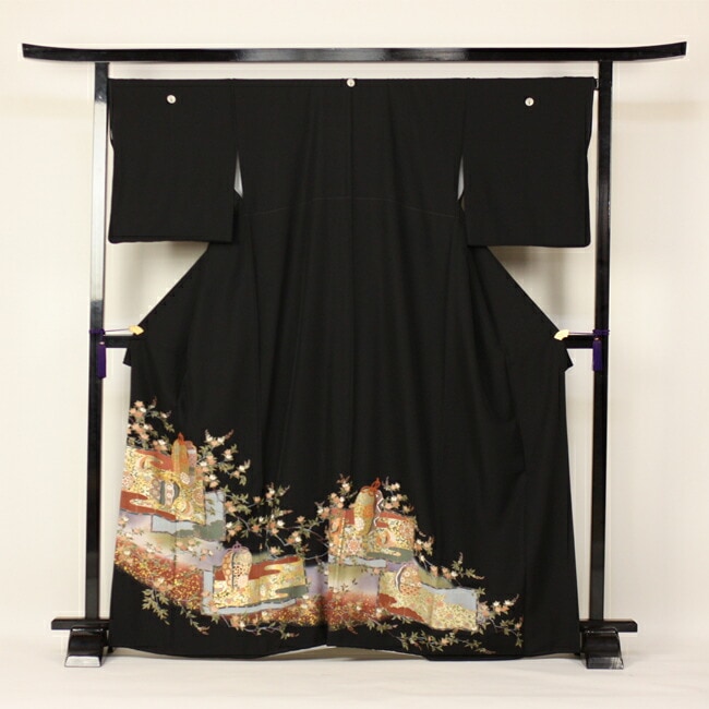 レンタル 留袖 レンタル 往復送料無料 着物 黒留 京友禅 黒留袖 19点フルコーディネートセット 結婚式 rental とめそで kimono きもの