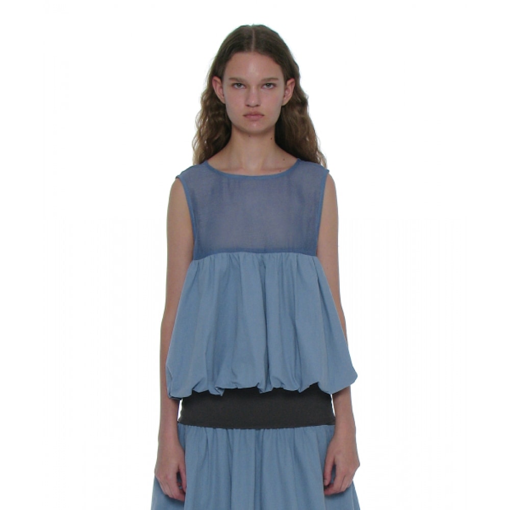 PARTIMENTO レディースノースリーブパフブラウス_パステルブルー