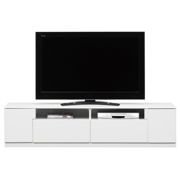 ローボード テレビ台 幅180cm ホワイト木目 オープン収納棚付き 日本製 リビング ダイニング 完成品 開梱設置