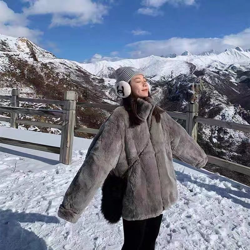 【急速発送】コート トップス セミロング 綿入れ フェイクウサギファー レディース 厚手 アウター ミンク 毛皮 フリースで決まり 冬アウター アウター ジャケット ダウンジャケット
