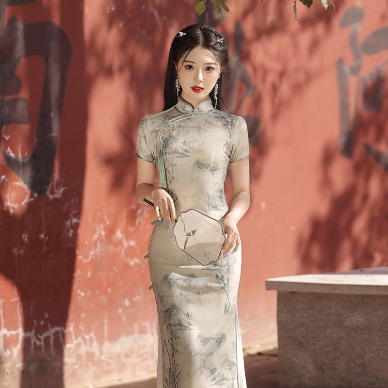 チャイナドレス 2025 女性の改良された新しいスタイルの美しい日常の若い女の子のドレス