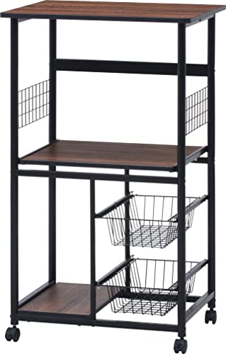 色：ブラック/ブラウン 不二貿易 レンジ台 キッチンラック 幅60*奥行46*高さ103.5cm ブ