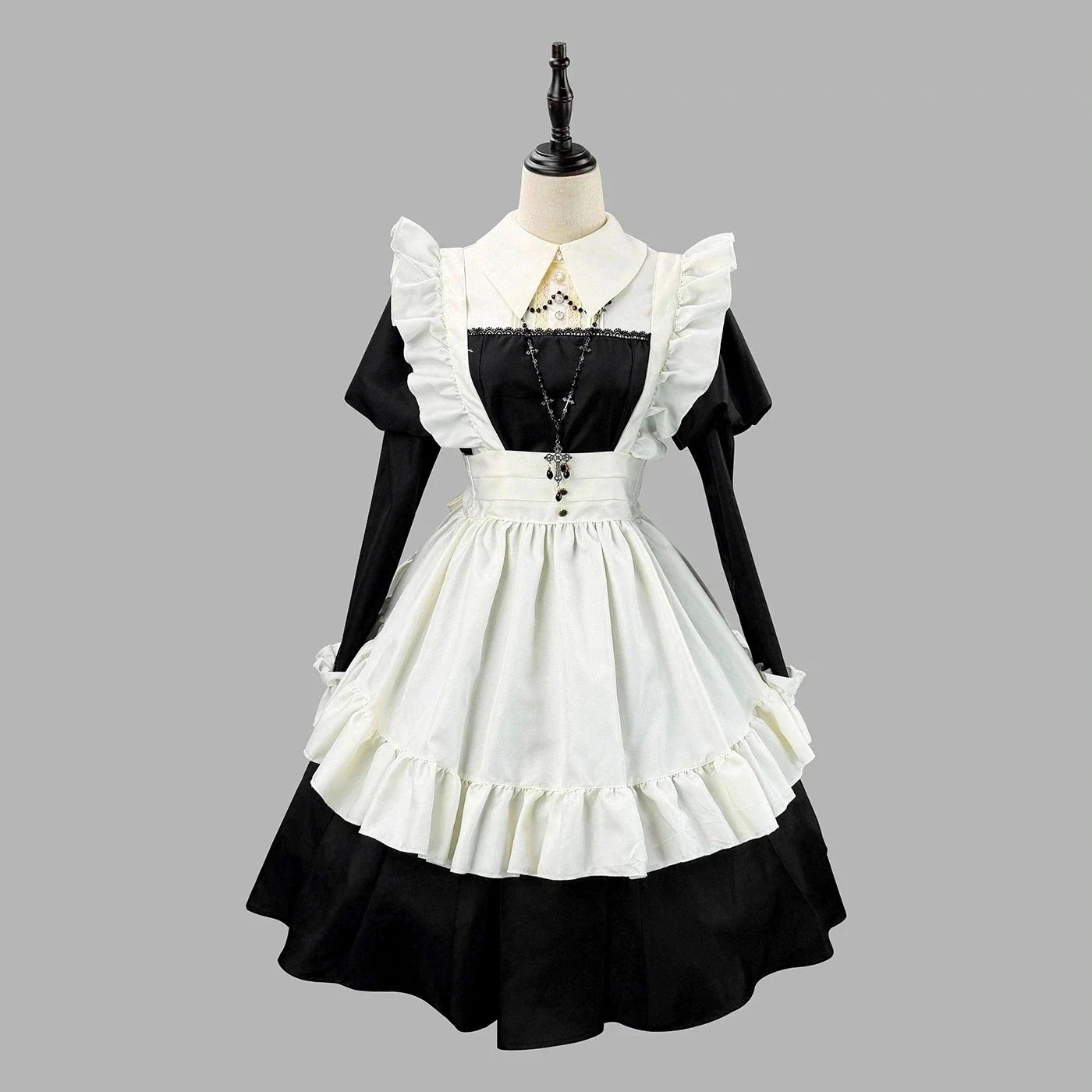 3日出荷 イギリス風黒白トラディショナルメイドコスチューム パーティー向けセット コスプレ 春服 レディース